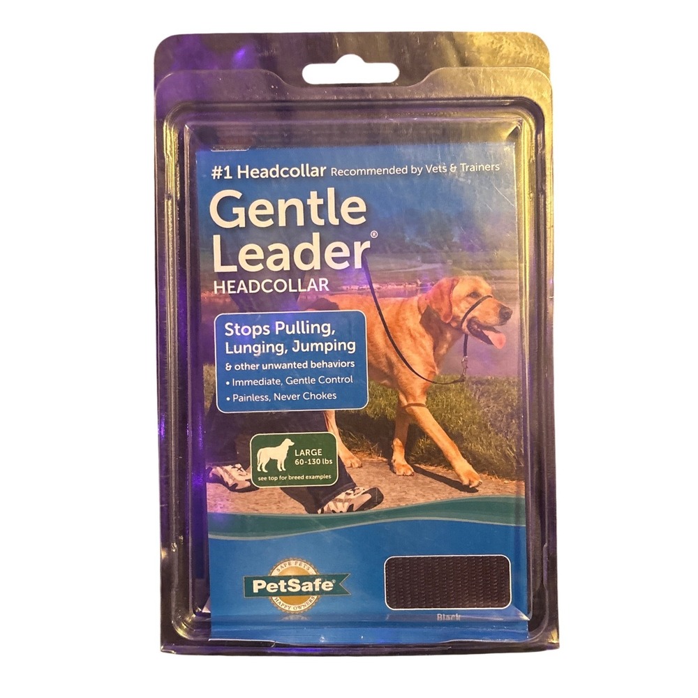 NEW PetSafe Gentle Leader No-Pull Headcollar Black Dog Training 60-130 lb Large